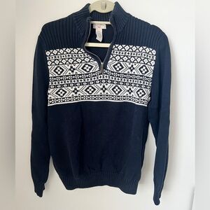 Dockers Navy Fair Isle Quarter Zip Cotton Sweater Size Medium